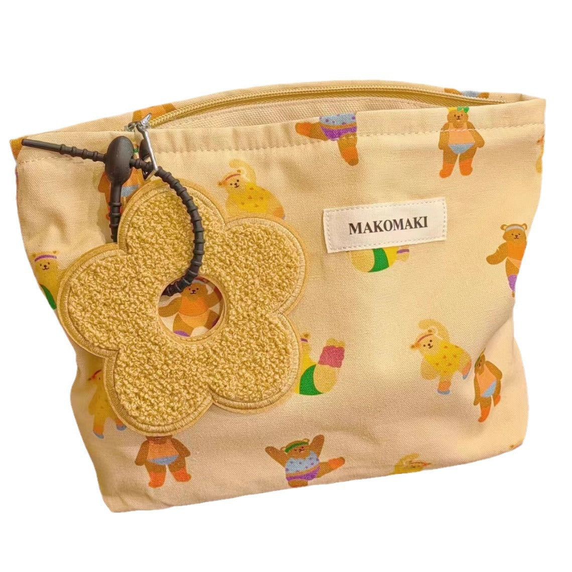 Women's Spring Cute Little Bear Canvas Portable Large Cosmetic Bags