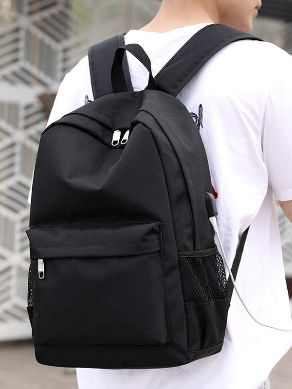 Men's Color Korean Style Large Capacity Rechargeable Backpacks