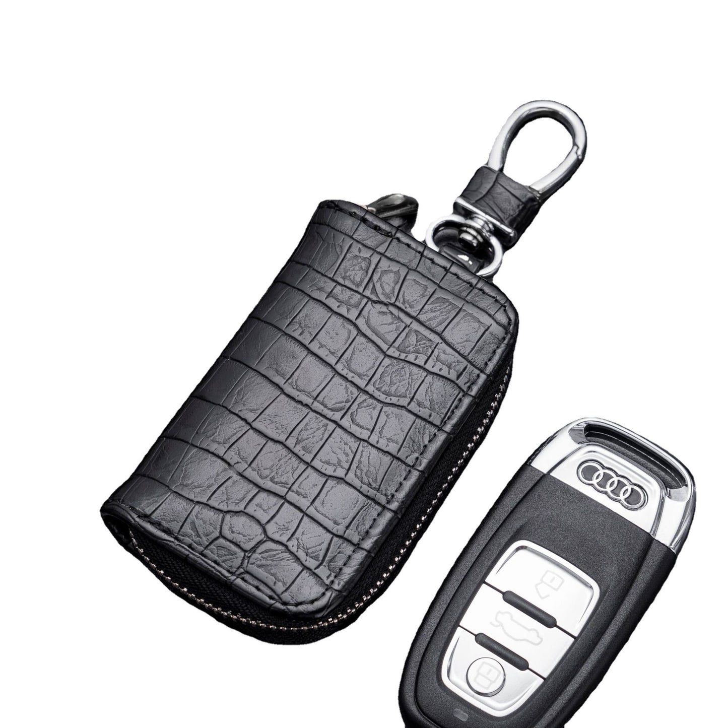 Business Car Crocodile Pattern Zipper Protector Key Bags