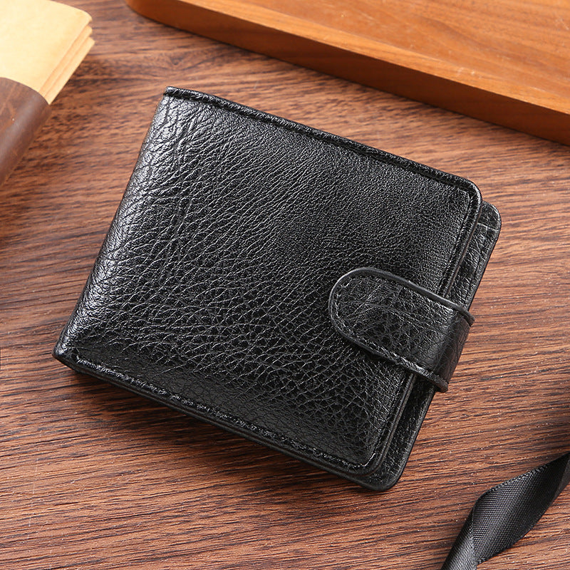 Men's Durable Leather Short Zipper Hasp Billfold Men's Wallets