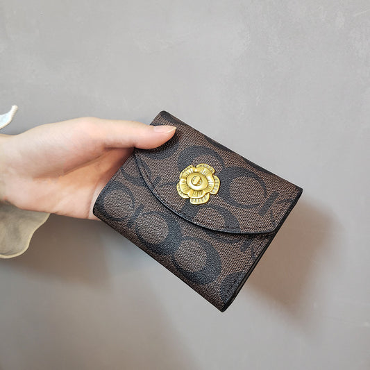 Women's Camellia Small Short Korean Style Cute Ladies Wallets