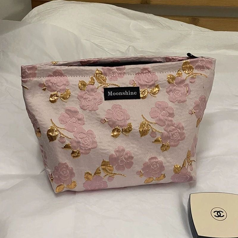 Large Capacity Portable Fresh Small Floral Cosmetic Bags