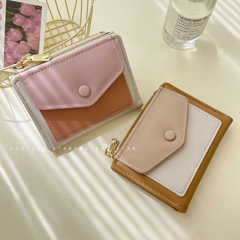 Women's Attractive Korean Color Matching Zipper Card Holder