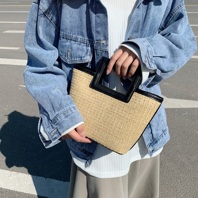 Sacs à bandoulière rétro fourre-tout portables de grande capacité en paille pour femmes