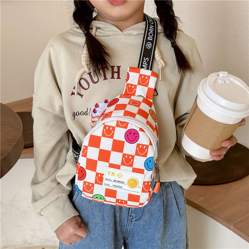 Children's Fashion Boys Small Chessboard Lattice Lightweight Children's Waist Packs