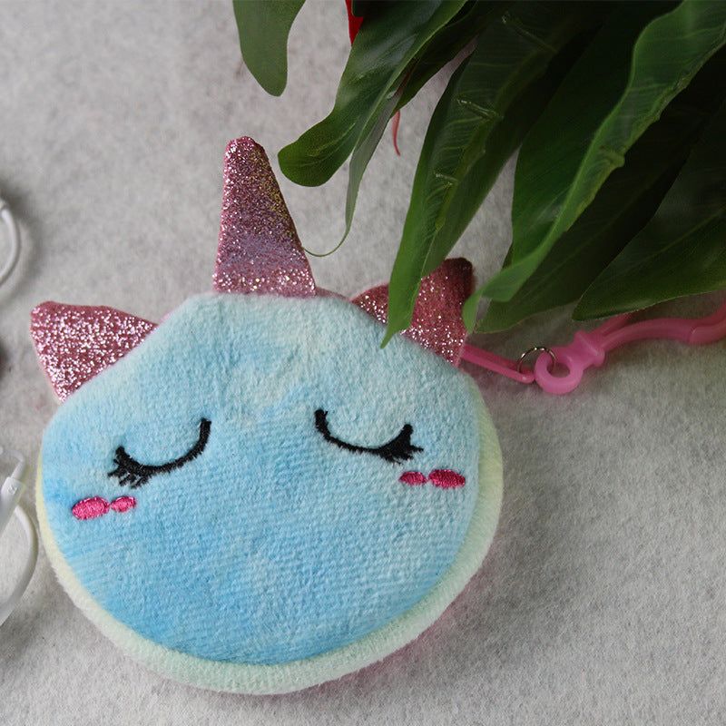 Unicorn Plush Cute Cartoon Ice Cream Color Round Coin Purses