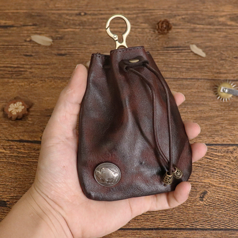 Women's Simple First Layer Cowhide Vintage Sachet Key Bags