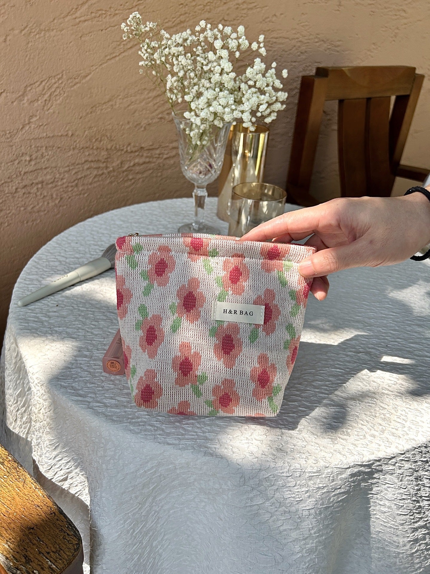 Small Fresh Yarn-dyed Large Capacity Buggy Cosmetic Bags