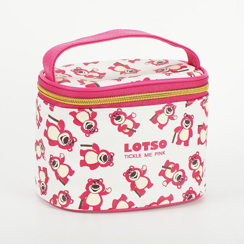 Round Barrel Cartoon Cute Large Capacity Cosmetic Bags