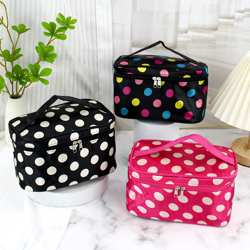 Women's Polka Dot With Mirror Printing Portable Cosmetic Bags