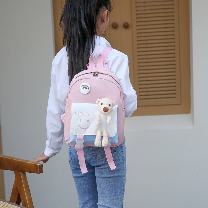 Children's Bear Doll Smiley Face Primary Simple Large Children's Backpacks