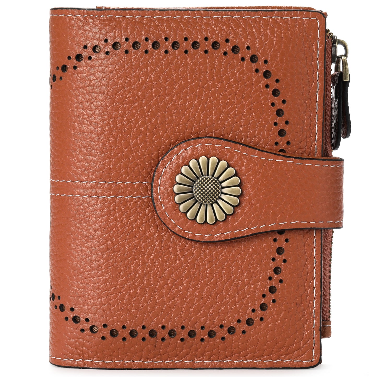 Women's Short Oil Wax Leather Zipper Ladies Wallets