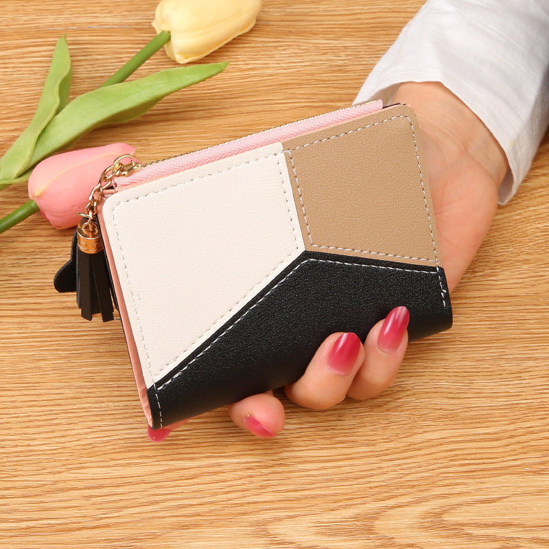 Women's Female Korean Style Stitching Contrast Color Coin Purses