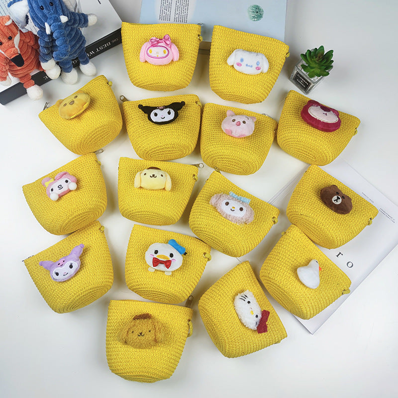 Children's Straw Small Change Shell Cartoon Cute Coin Purses