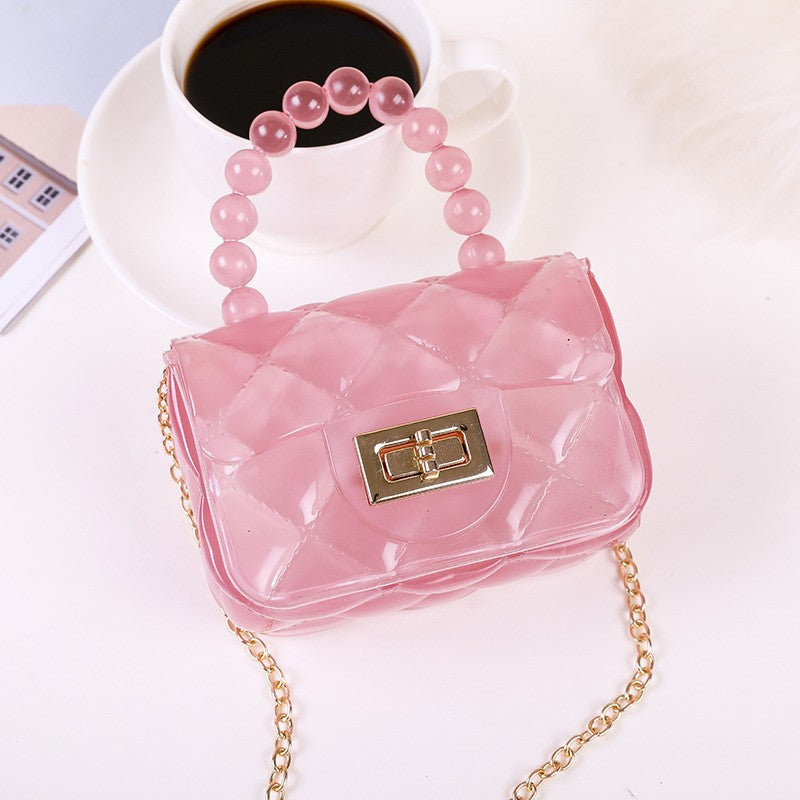 Women's Fashion Pearl Chain Portable Mini Jelly Children's Coin Purse