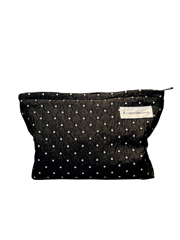 Dot Black Sweet Storage Hand Portable Cosmetic Bags