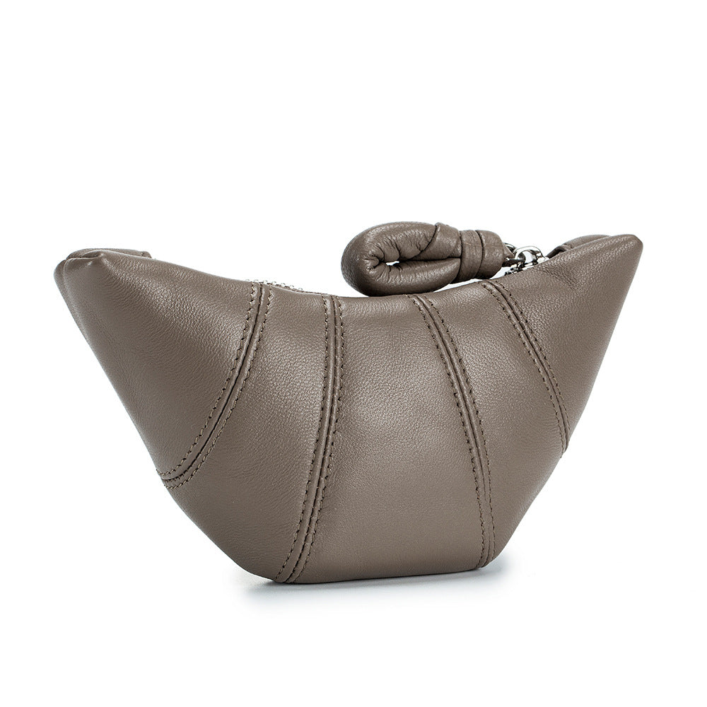 Women's Sheepskin Niche High Sense Croissant Genuine Coin Purses