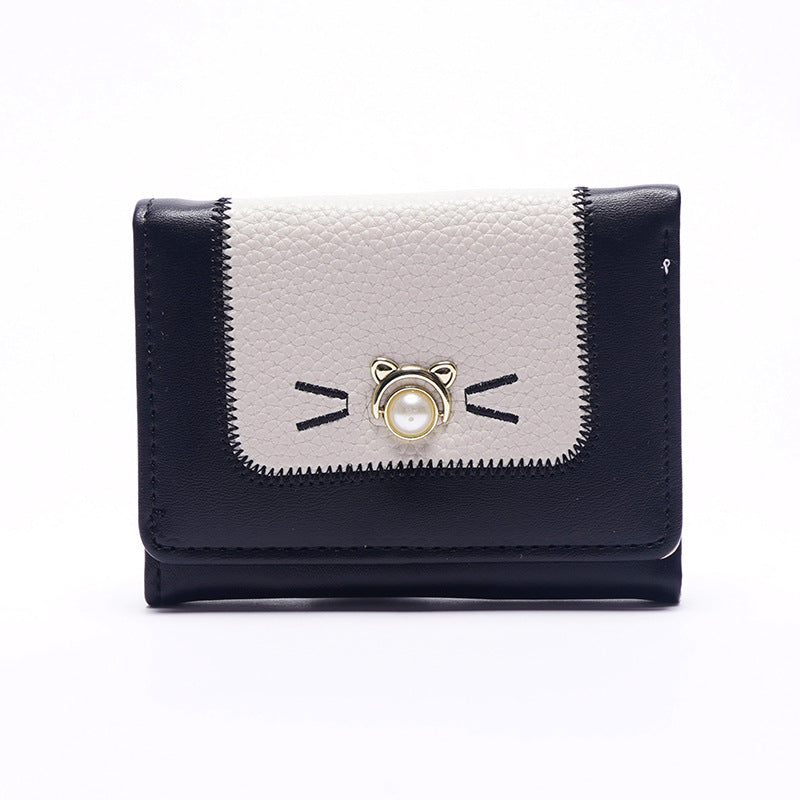 Women's Korean Style Multiple Slots Cat Short Ladies Wallets