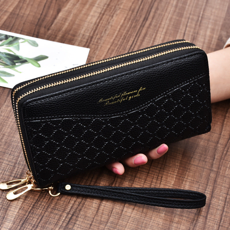 Women's Long Large Capacity Double Zipper Clutch Purses