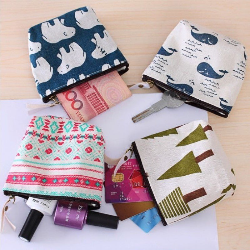 Mini Cute Fabric Canvas Portable Short Ladies Wallets