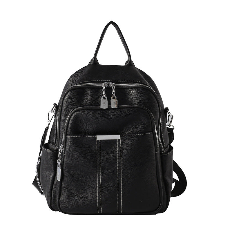 Women's Solid Color Soft Leather High-grade Fashion Backpacks