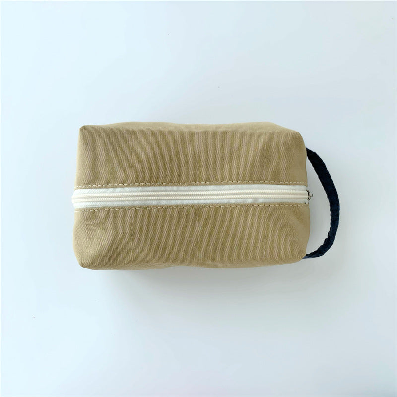 Large Canvas Contrast Color Cotton Solid Cosmetic Bags