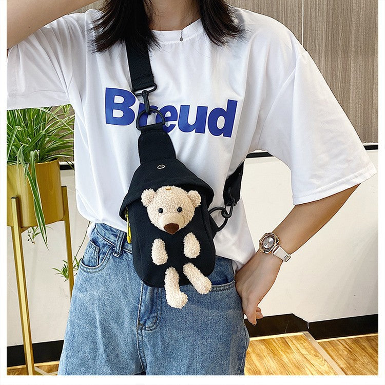 Popular Bear Canvas Fashionable Female Cartoon Waist Packs