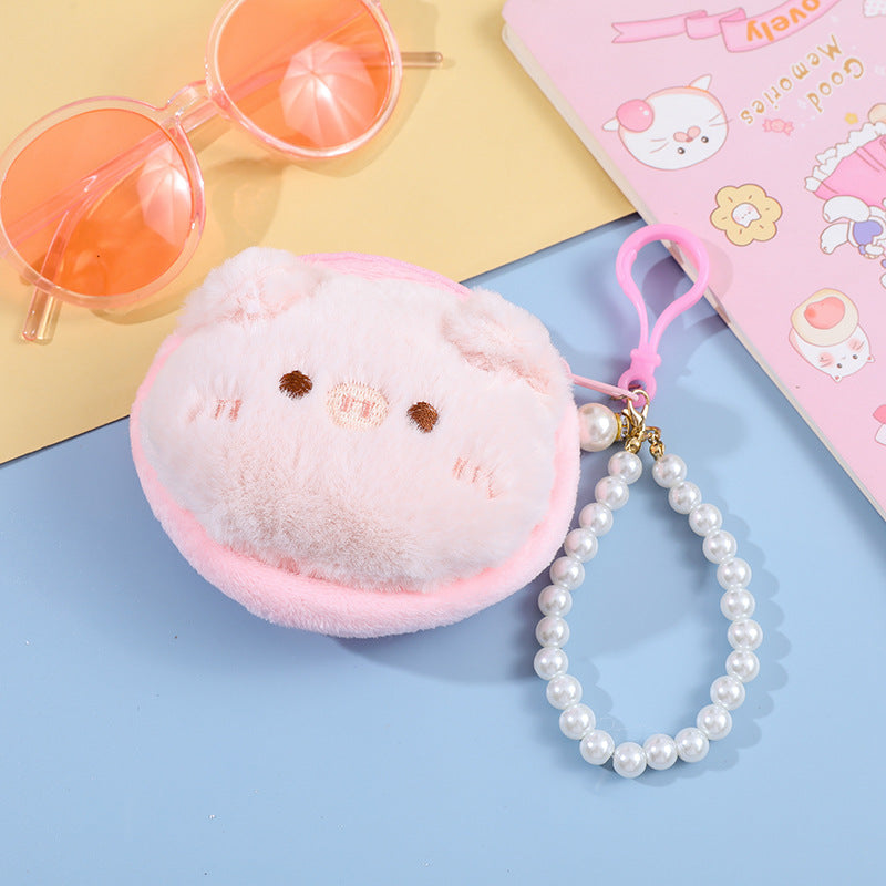 Pearl Chain Cartoon Animal Pendant Storage Coin Purses