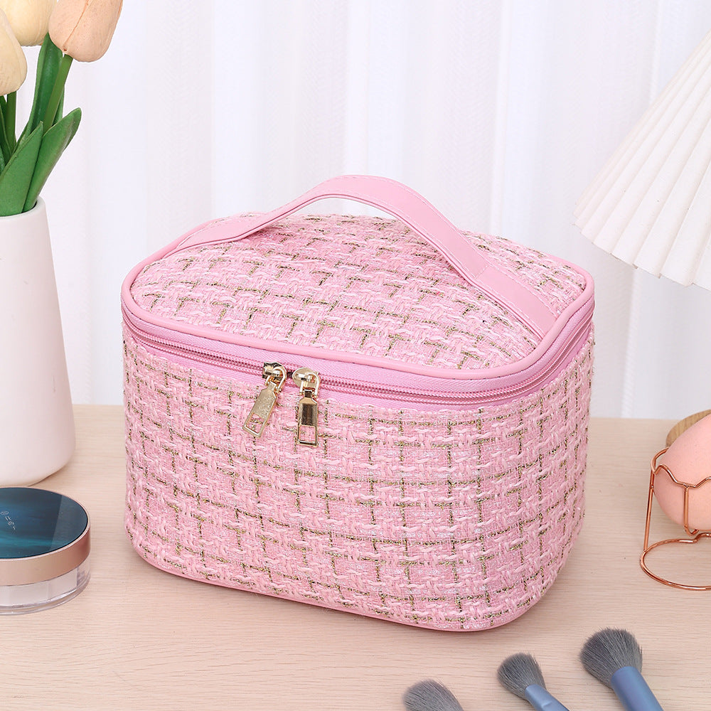 Plaid Large Classic Style Capacity Wind Good-looking Cosmetic Bags