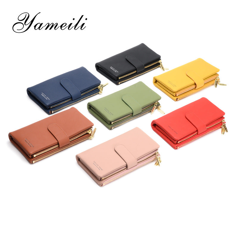 Women's Korean Mid-length Multiple Slots Zipper Ladies Wallets