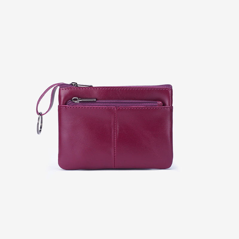 Porte-monnaie à fermeture éclair Simplicity en cuir véritable pour femmes, hommes et tendances