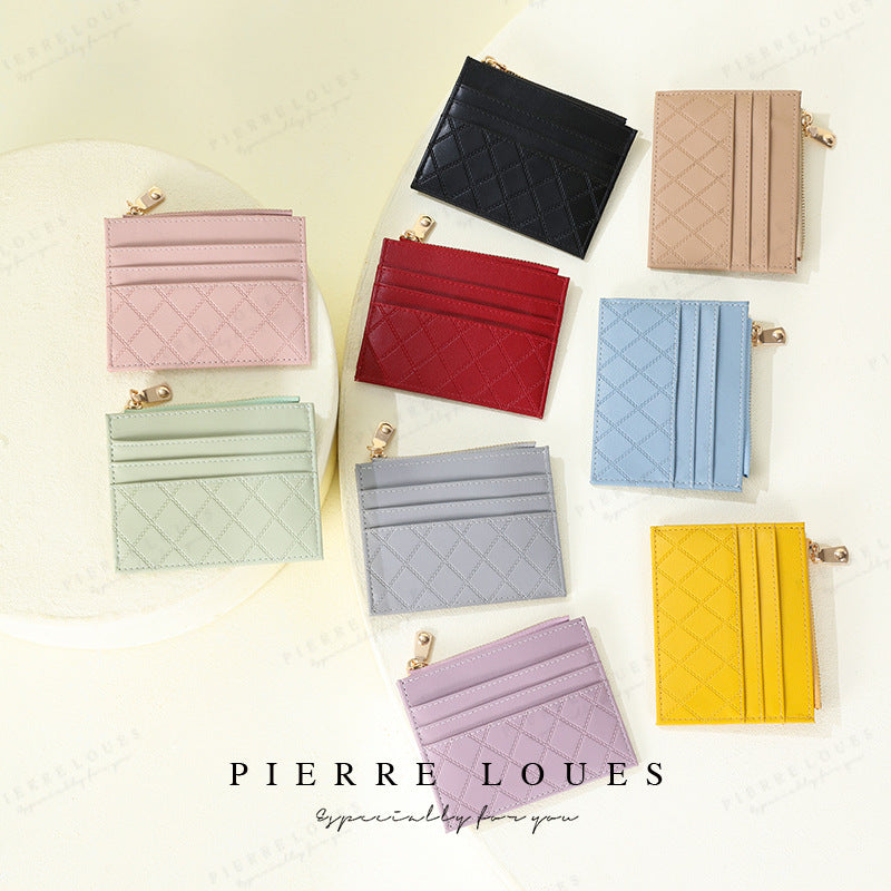 Women's Korean Style Multiple Slots Zipper Small Coin Purses