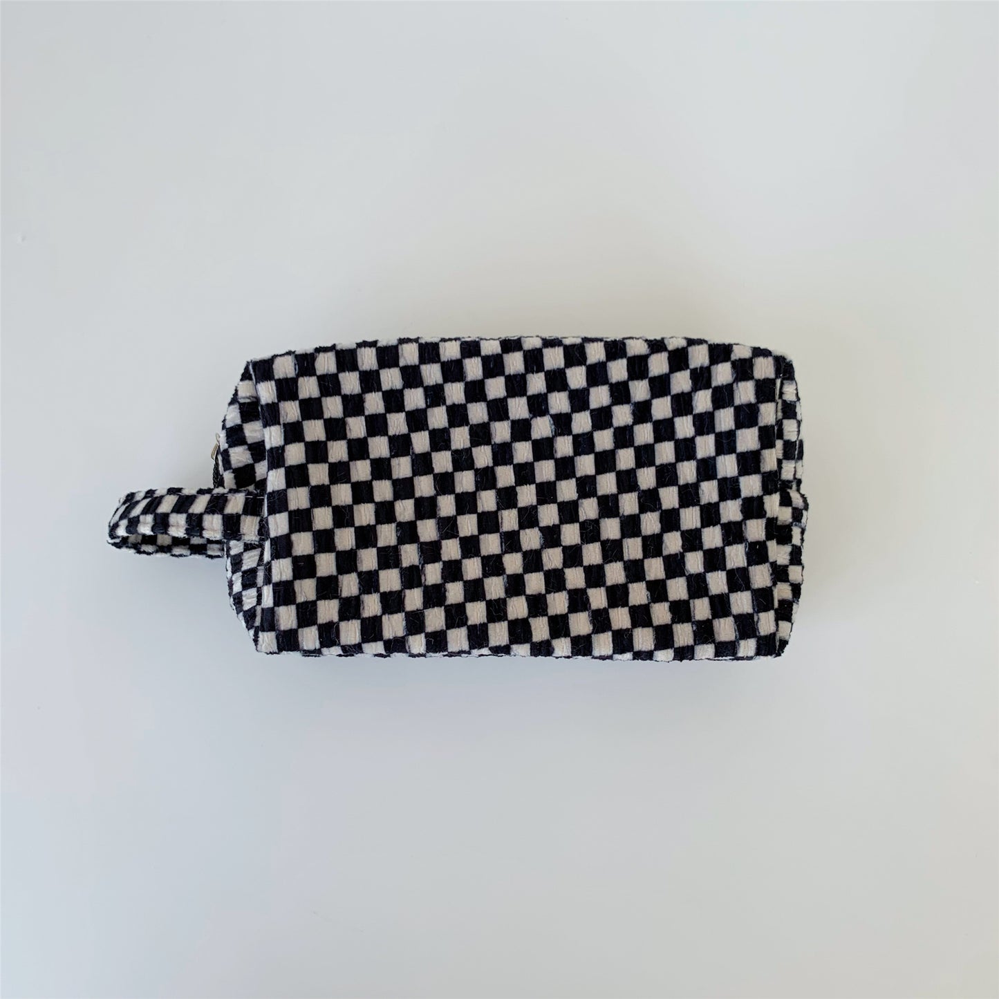 Black White Chessboard Grid Large Capacity Portable Storage Cosmetic Bags