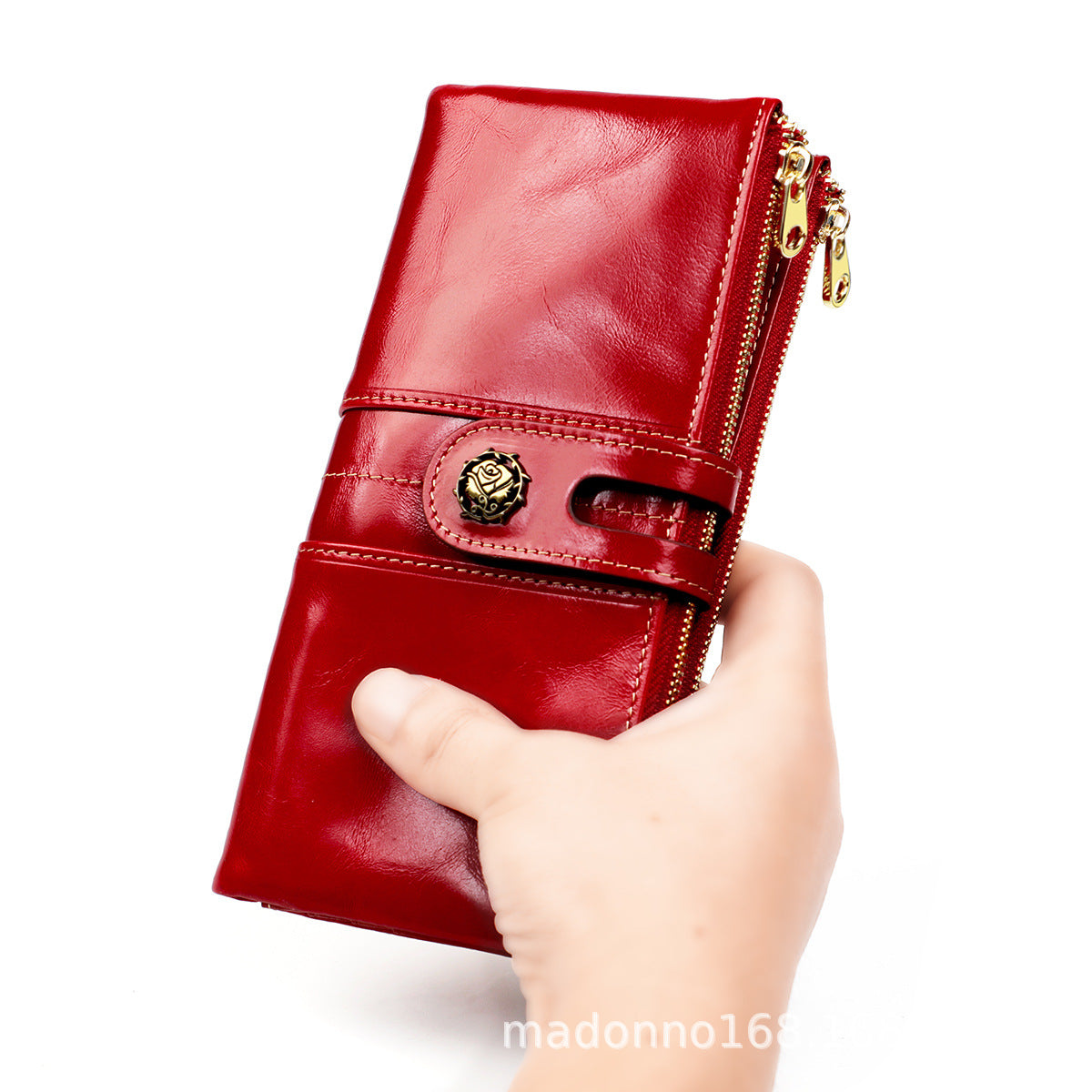 Women's Leather High-grade Long Cowhide Clutch Zipper Ladies Wallets