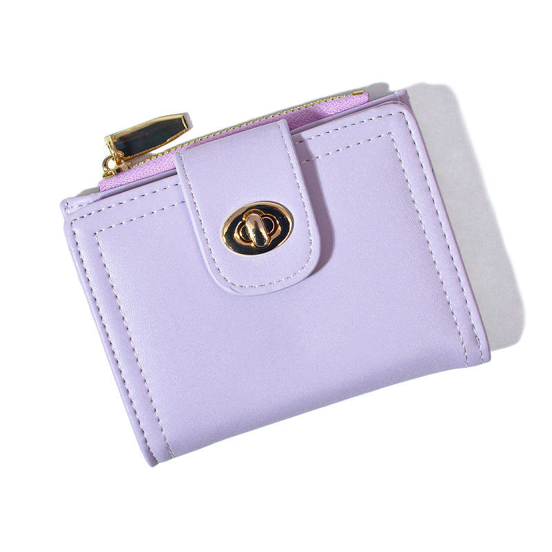 Women's Simple Short Two Fold Zipper Credentials Ladies Wallets