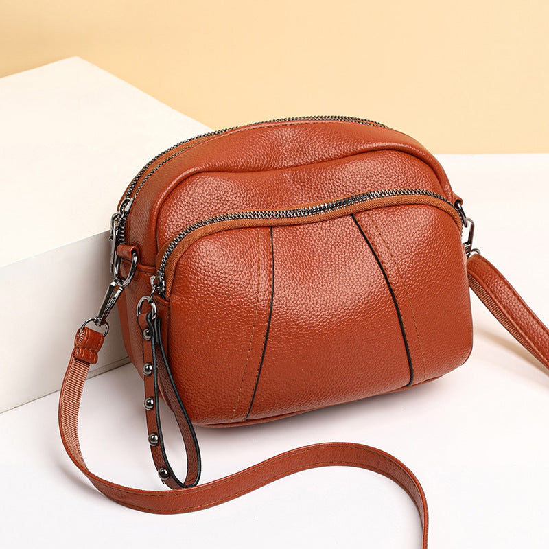 Women's Small Square With Zip Simple Soft Shoulder Bags