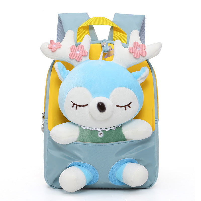 Cartoon Plush Split Elk Cute Lightweight Kindergarten School Bags