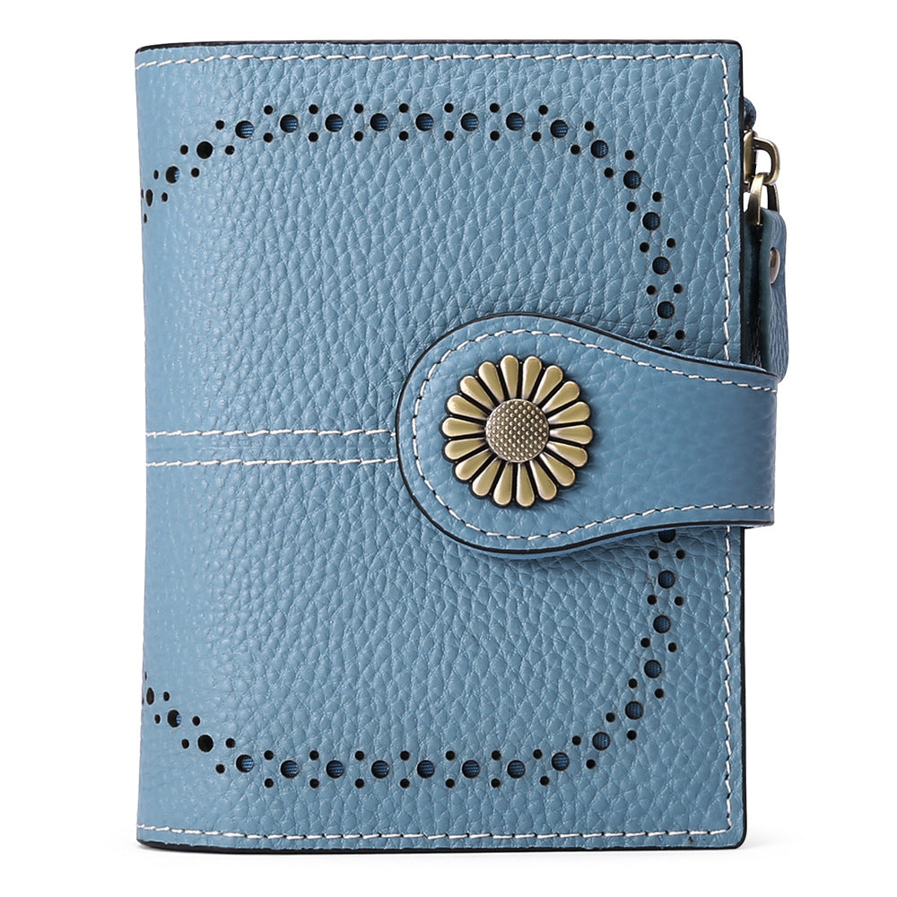 Women's Short Oil Wax Leather Zipper Ladies Wallets