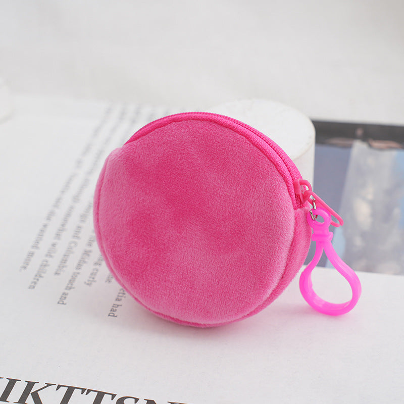 Candy Color Plush Solid Round Certificate Coin Purses