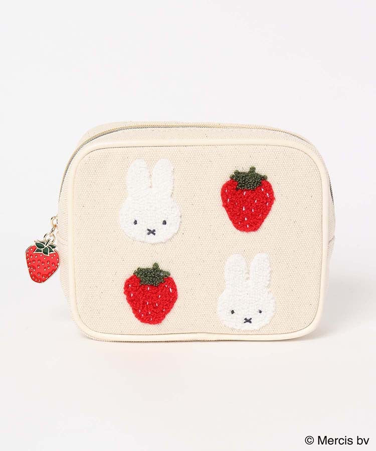 Strawberry Cartoon Cute Pink Square Makeup Cosmetic Bags