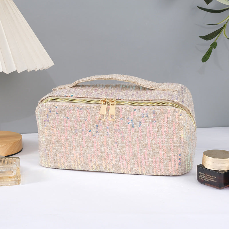 Classic Style Colorful Sequin Soft Large Capacity Storage Wash Cosmetic Bags