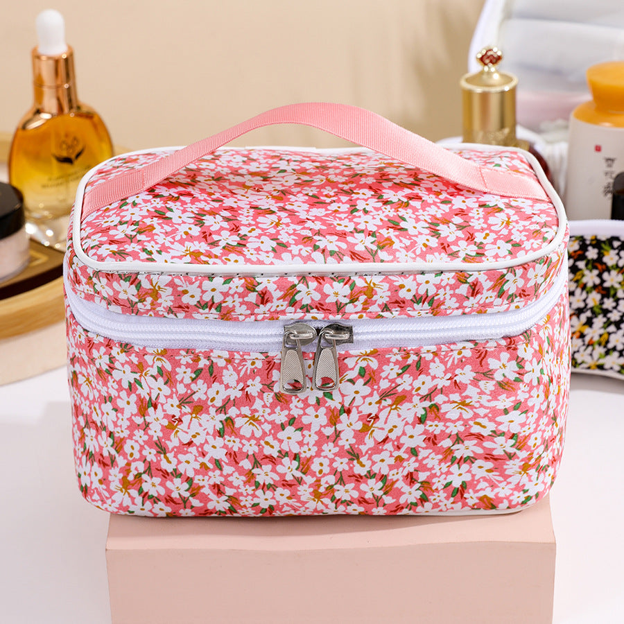 Portable Large Capacity Small Floral Storage Cosmetic Bags