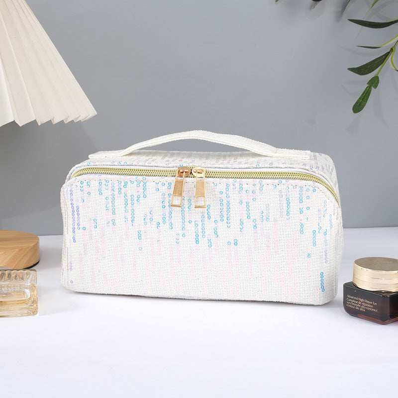 Classic Style Colorful Sequin Soft Large Capacity Storage Wash Cosmetic Bags