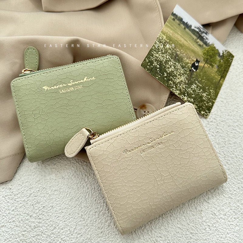 Green Female Korean Retro Folding Mori Ladies Wallets