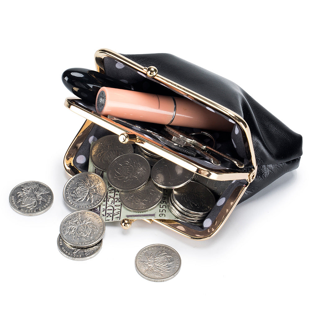 Women's Retro Mini Compact Oil Wax Leather Coin Purses