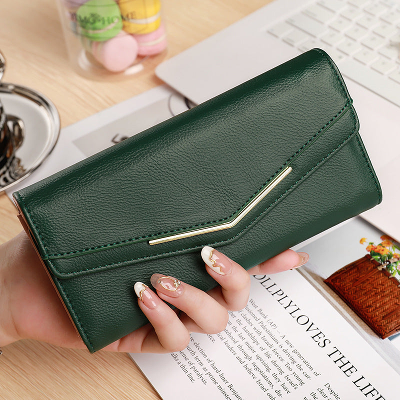 Women's Stitching Fashion Leather Korean Style Oil Wax Ladies Wallets