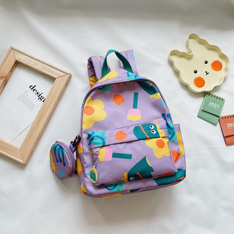 Children's Korean Leisure Campus Flower Iti Female Children's Backpacks