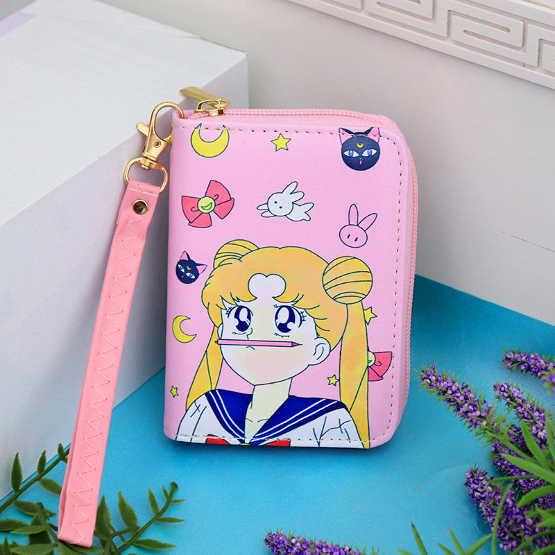 Petit porte-monnaie court princesse de dessin animé tendance fraîche pour enfants