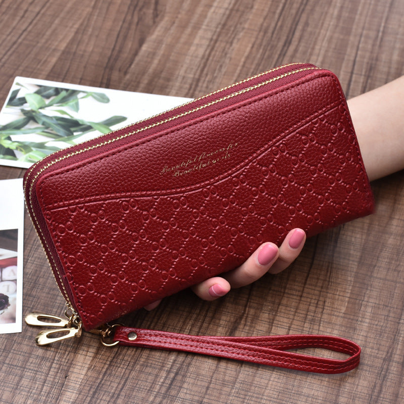 Women's Long Large Capacity Double Zipper Clutch Purses