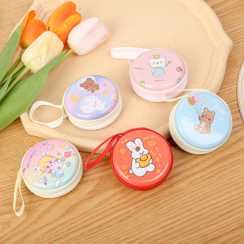 Mini Cartoon Zipper Usb Cable Storage Coin Purses